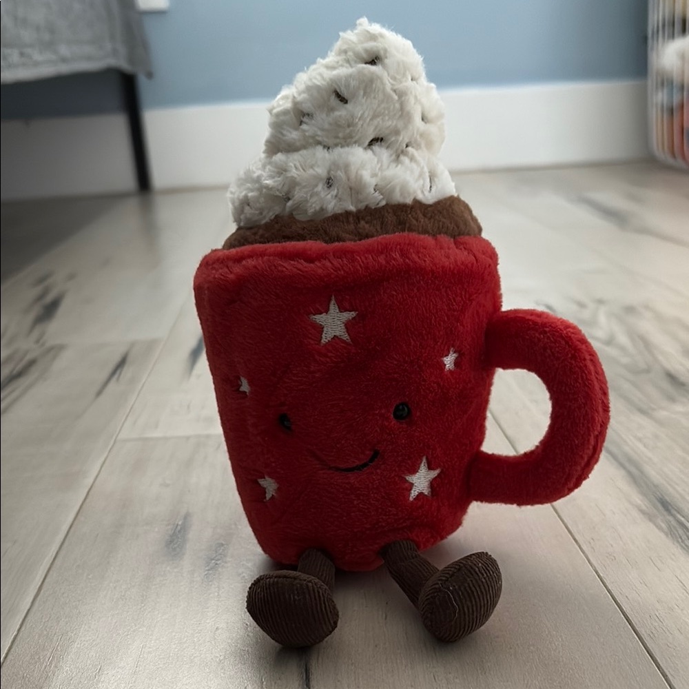 JellyCat London Red Plush Hot Cocoa Mug with Stars
